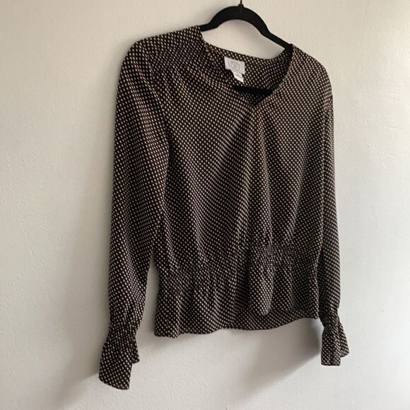 Ann Taylor XSP Bell Sleeve Polka Dotted Elastane Long Sleeve - Picture 3 of 15